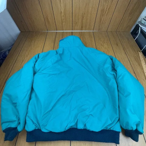 Vintage LL Bean Warm-Up Jacket Mens Large Teal Purple Fleece Lined Made in USA